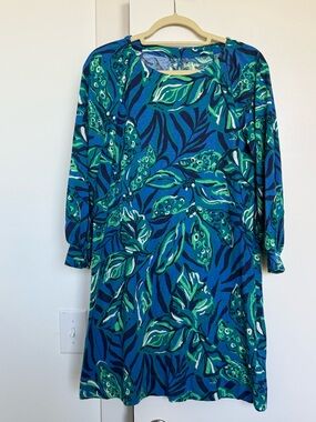 Lilly Pulitzer Elianna 3/4 Sleeve T-Shirt Dress - Indigo Breeze Shady Gators